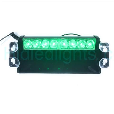 8 LED Dash Green Emergency Volunteer Firefighter Strobe Lights